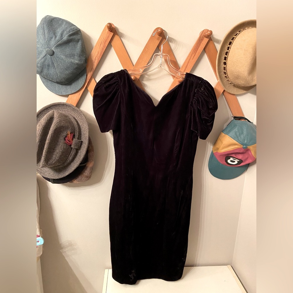 Vintage Black Velvet Cocktail Dress